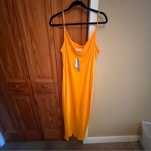 Anthropologie Orange Cowl Neck Midi Dress NWT